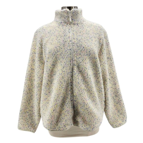 NWT J. Crew Factory Sherpa Fleece Ivory Speckle Zipper Jacket Womens Large - Picture 11 of 11